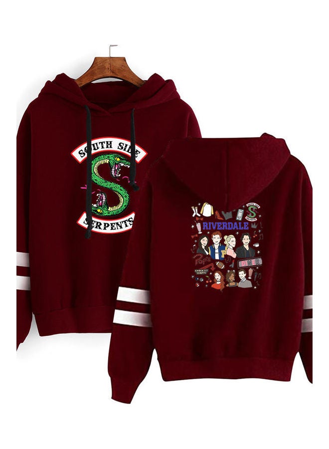 Riverdale Fleece Lined Thickening Hooded Sweater Burgundy  - Image 1