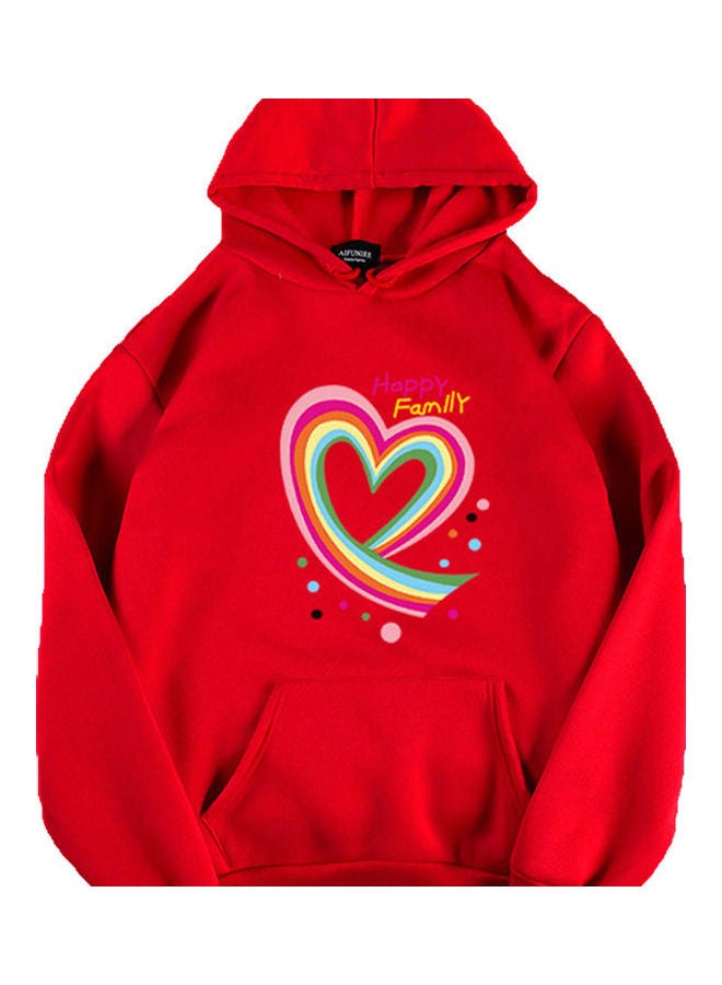 Riverdale Fleece Lined Thickening Hooded Sweater Red  - Image 1