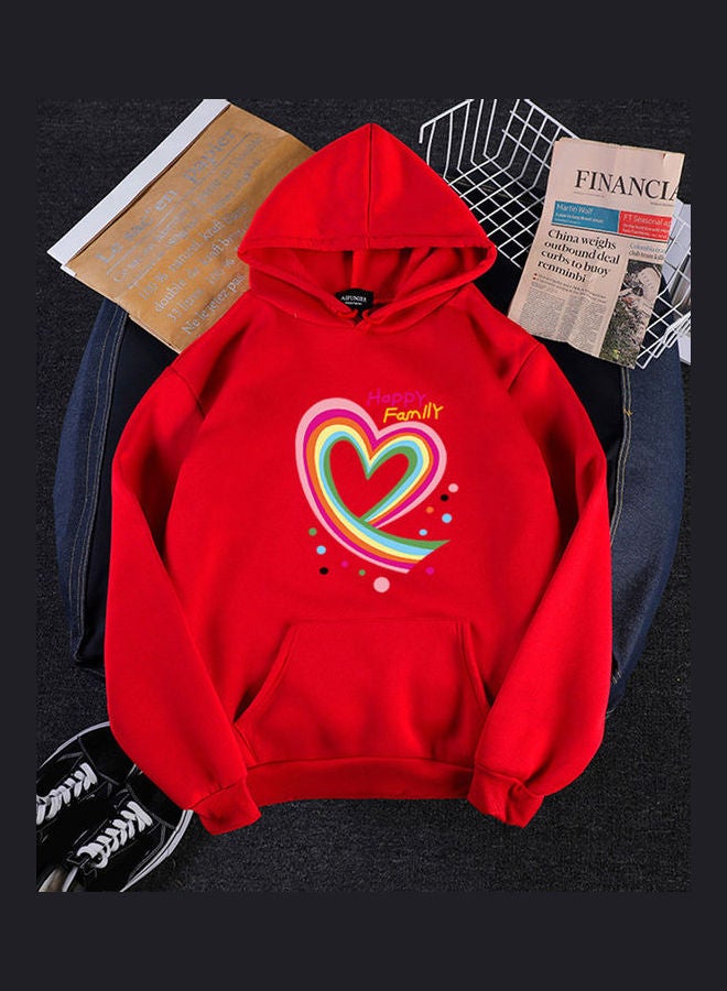 Riverdale Fleece Lined Thickening Hooded Sweater Red  - Image 3