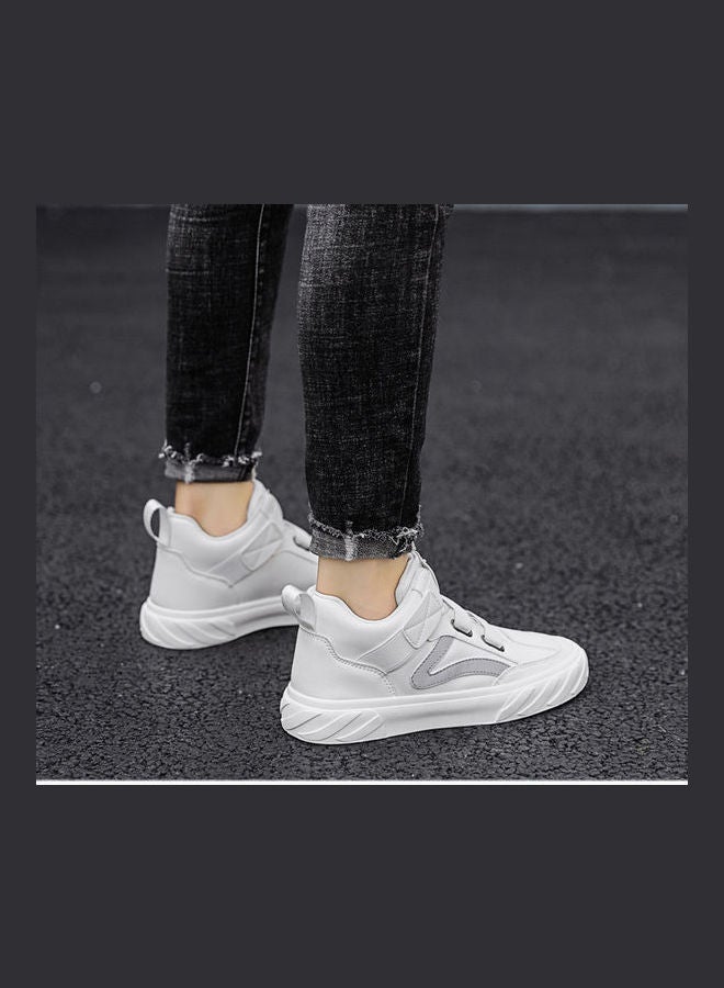Beauenty Autumn high top breathable Korean men's shoes Xiaobai versatile casual board shoes white shoes white  - Image 4