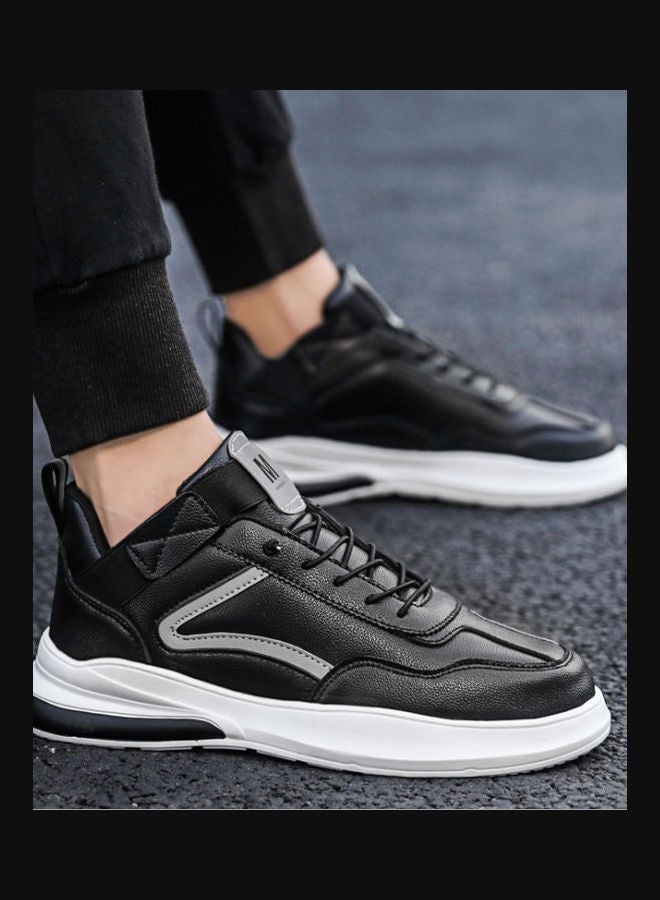 Beauenty Autumn and winter men's shoes plush and thickened casual board shoes Korean fashion sports high top cotton shoes for men black  - Image 3