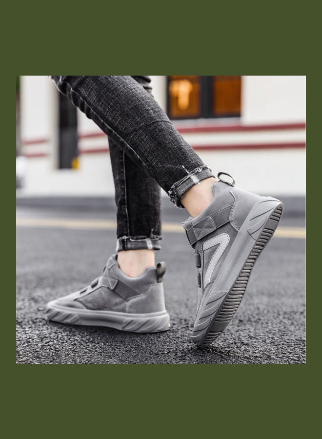 Beauenty Autumn men's shoes breathable Korean fashion high top board shoes men's sports and leisure fashion shoes grey  - Image 2