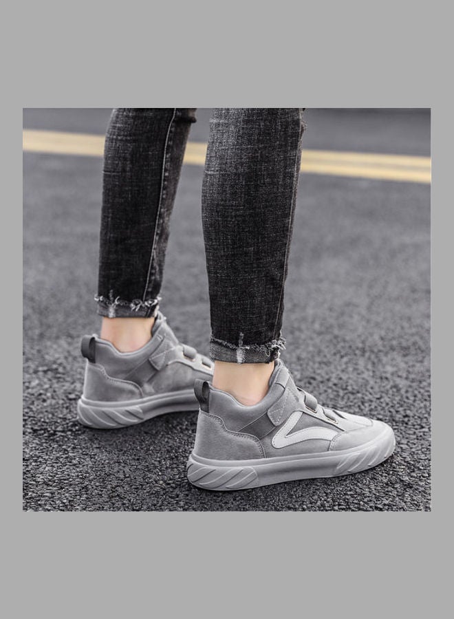 Beauenty Autumn men's shoes breathable Korean fashion high top board shoes men's sports and leisure fashion shoes grey  - Image 5