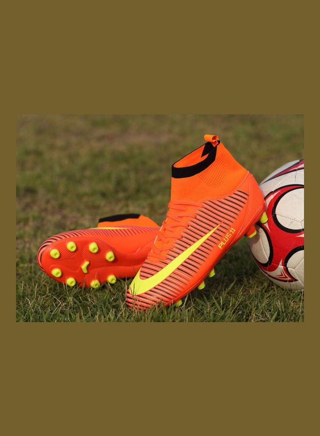 Beauenty High Top Football Tf Broken Nail Training Artificial Grass Match Ag Leather Foot Sports Shoes orange  - Image 3