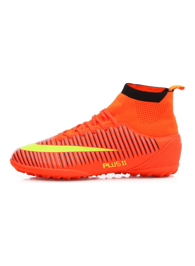 Beauenty High Top Football TF Broken Nail Training Artificial Grass Match Ag Leather Foot Sports Shoes orange  - Image 1