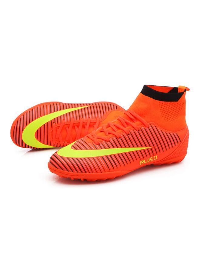 Beauenty High Top Football TF Broken Nail Training Artificial Grass Match Ag Leather Foot Sports Shoes orange  - Image 2
