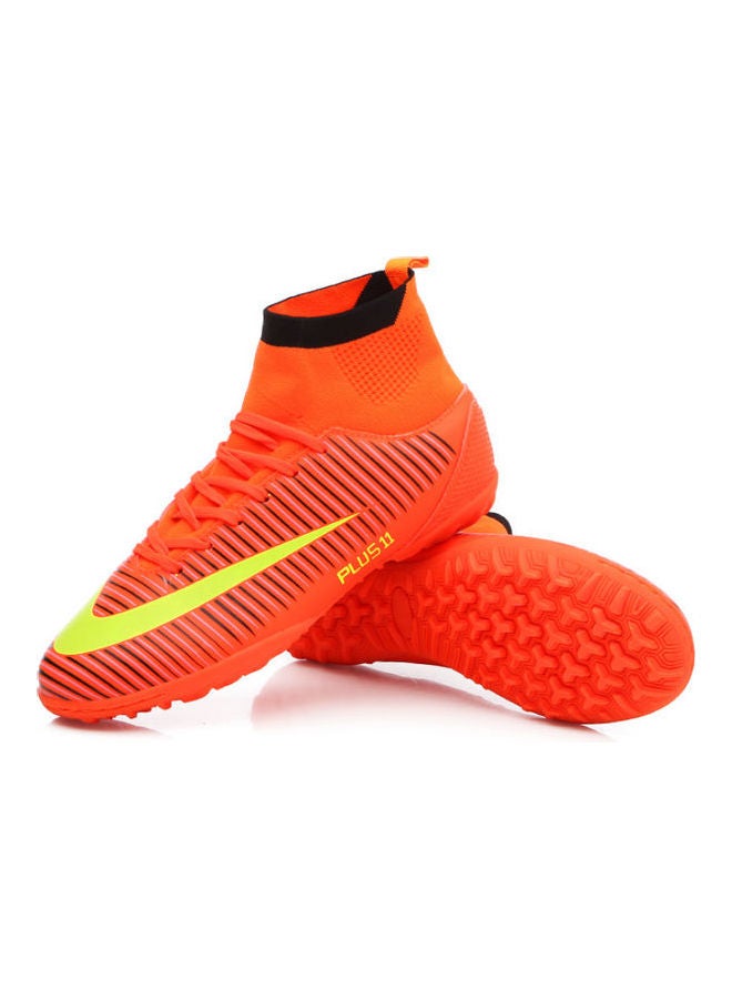Beauenty High Top Football TF Broken Nail Training Artificial Grass Match Ag Leather Foot Sports Shoes orange  - Image 3