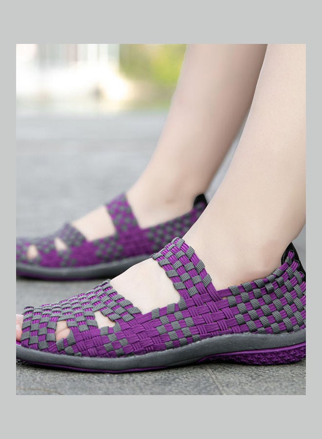 Beauenty Spring And Summer Hand Belt Leisure Cover Feet Fish Mouth Mother One Foot Sandals purple  - Image 5