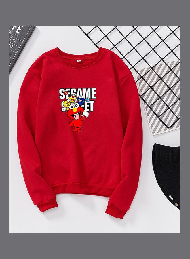 Cartoon Printed  Sweatshirt red  - Image 1