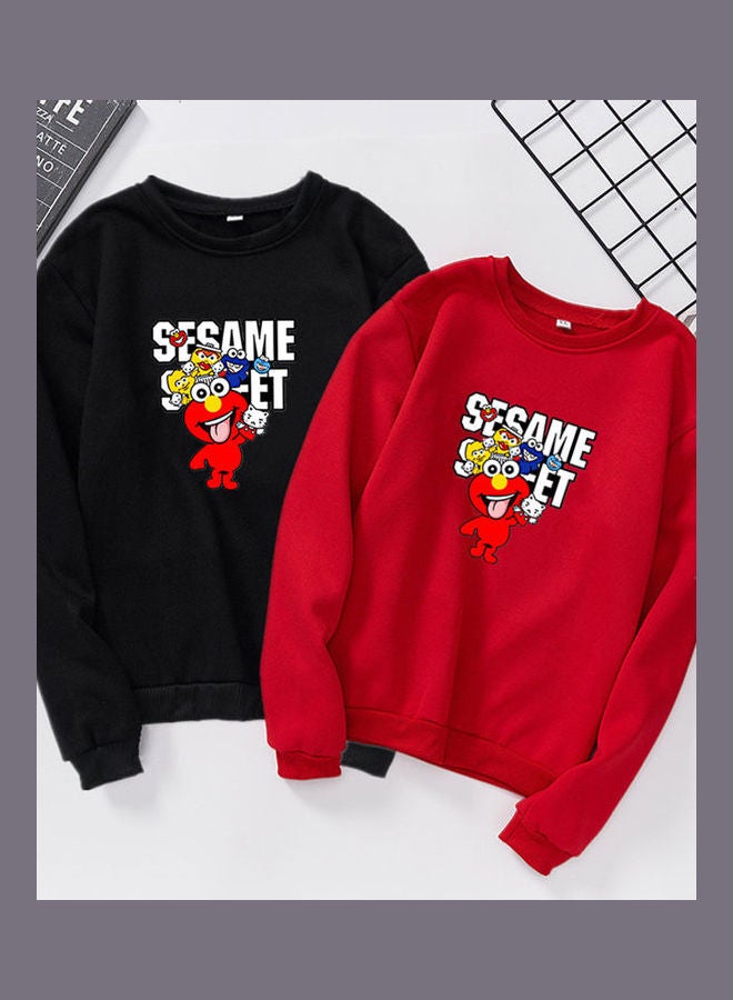Cartoon Printed  Sweatshirt red  - Image 5
