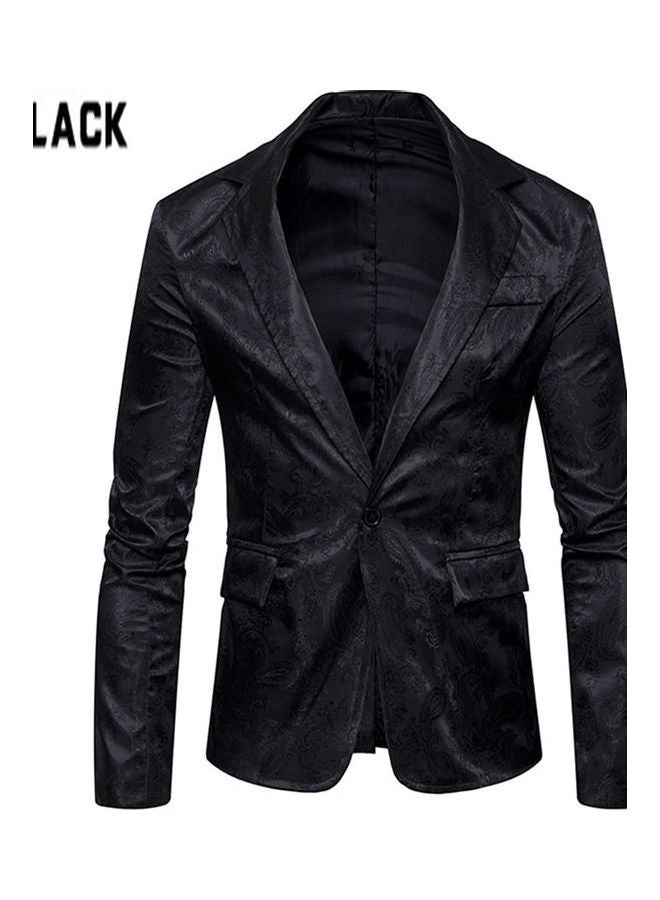 Deep V-Neck Single Button Coat Black  - Image 1