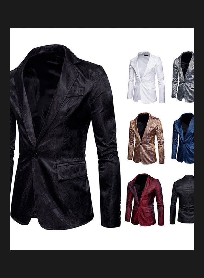 Deep V-Neck Single Button Coat Black  - Image 3