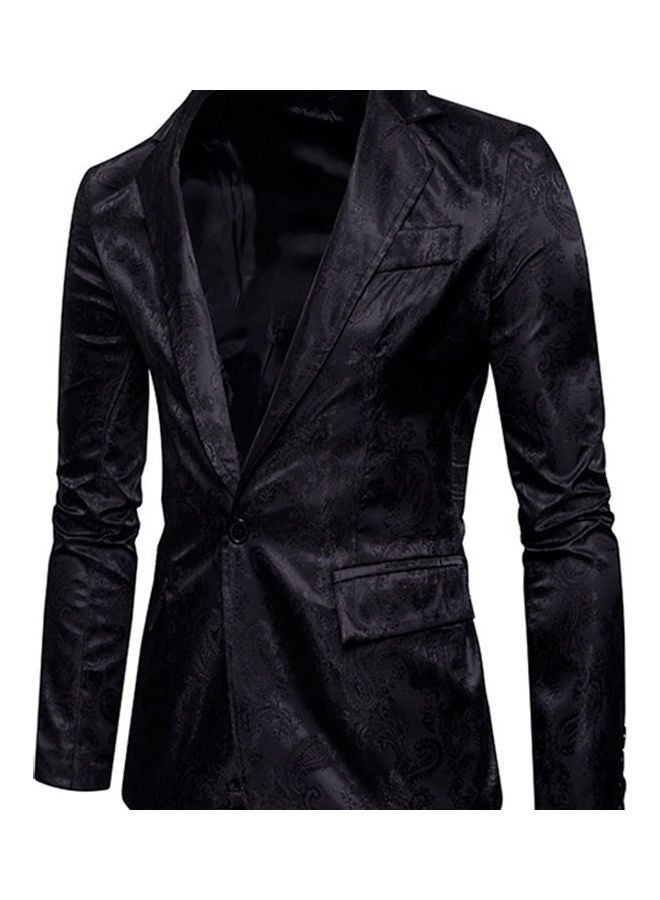 Deep V-Neck Single Button Coat Black  - Image 4