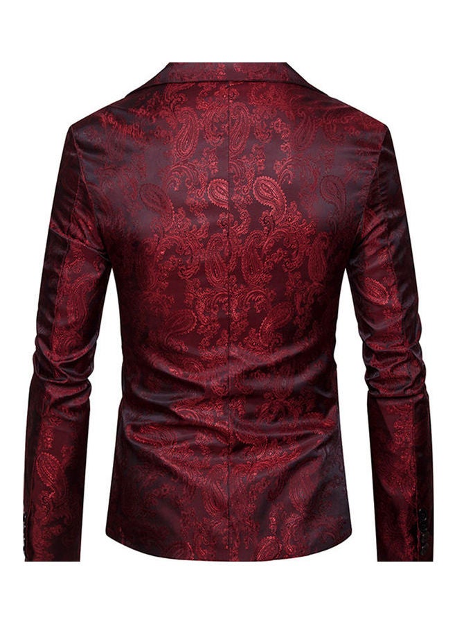 Deep V-Neck Single Button Coat Red  - Image 5