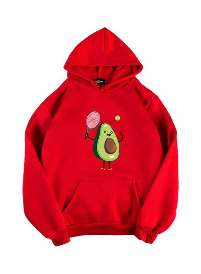 Riverdale Fleece Lined Thickening Hooded Sweater Red  - Image 1