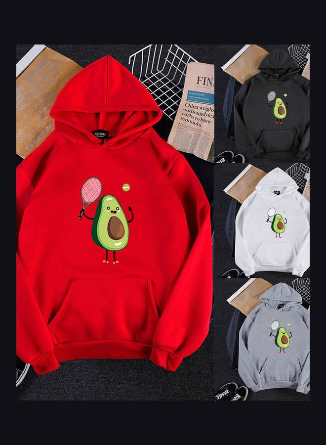 Riverdale Fleece Lined Thickening Hooded Sweater Red  - Image 3