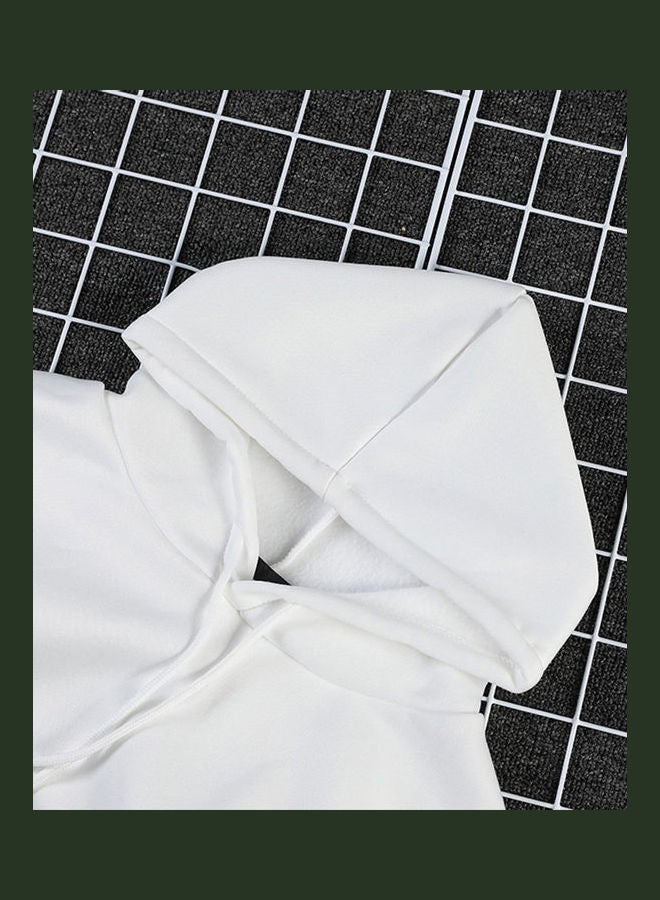 Riverdale Fleece Lined Thickening Hooded Sweater White  - Image 4