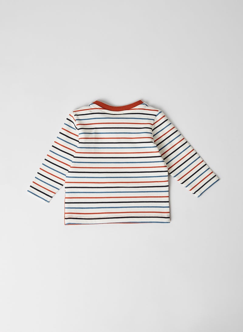 NAME IT - Striped Bear Long Sleeve Sweatshirt Burnt Brick - Image 1