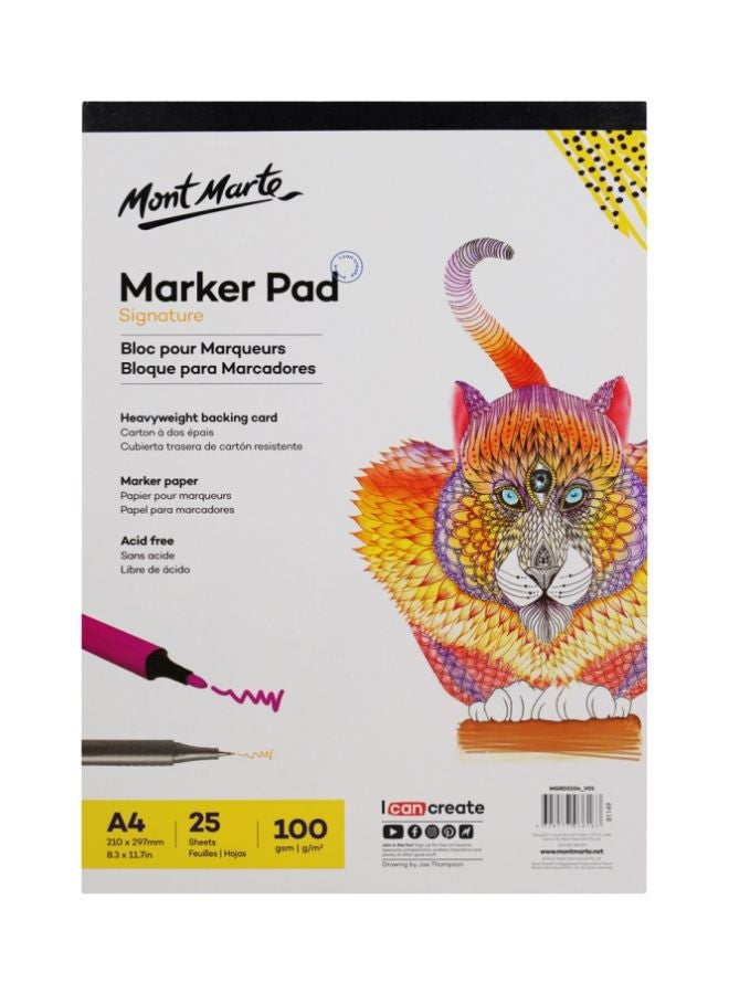 Mont Marte 25-Sheet Marker Pad White - Image 1
