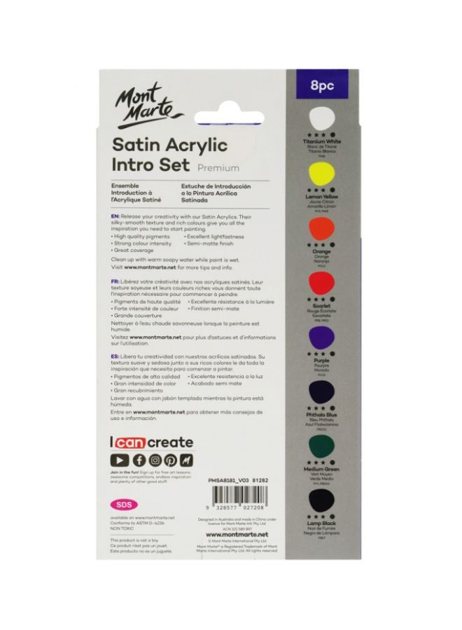 8-Piece Satin Acrylic Intro Set Multicolour