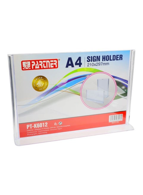 A4 Horizontal T Shape Card Stand Clear