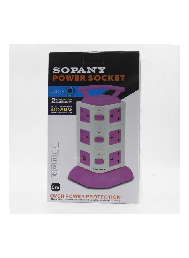 مقبس طاقة عمودي متعدد الوظائف بطول 3 أمتار مزود بمنفذي USB و12 مقبس للشحن متعدد الألوان 3متر - Image 5