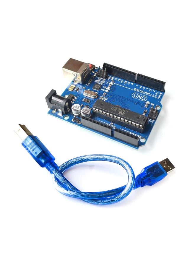 ماركة غير محددة - لوحة تطوير أردوينو أونو R3 مع كابل USB لمشروع IDE أونو 68.6x53.5x13سم أزرق - Image 1
