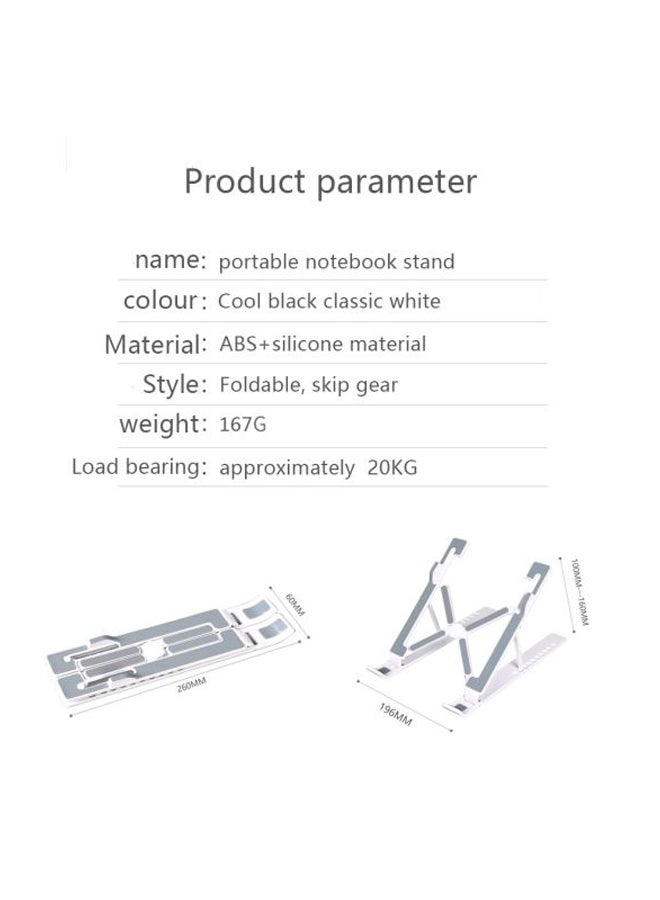 Generic Foldable Ten-Gear Notebook Stand Grey/White  - Image 4