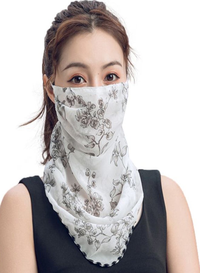 Floral Printed Face Mask White/Black  - Image 1