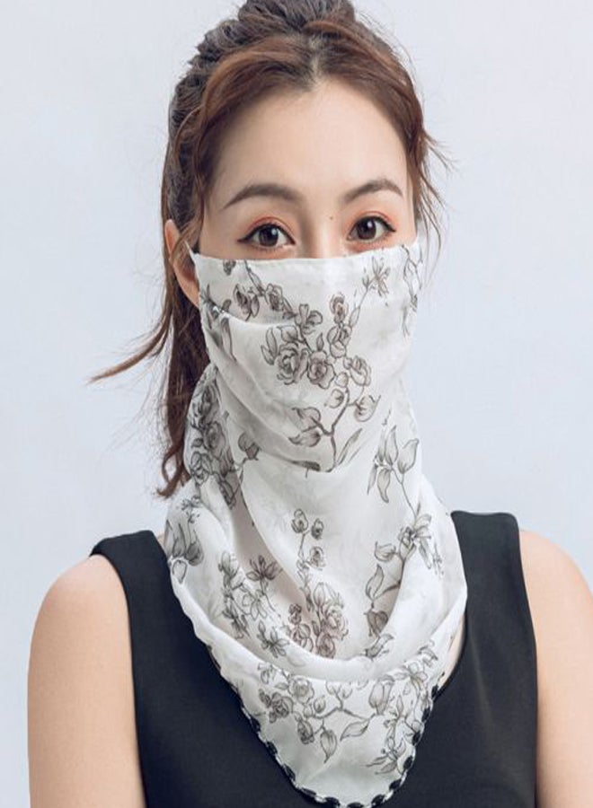 Floral Printed Face Mask White/Black  - Image 2