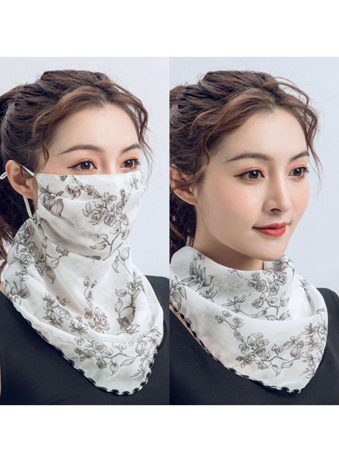 Floral Printed Face Mask White/Black  - Image 3