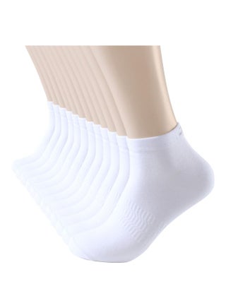 طقم جوارب سادة بقصة منخفضة مكون من 12 زوجاً أبيض - v1605854704/N42296460V_1