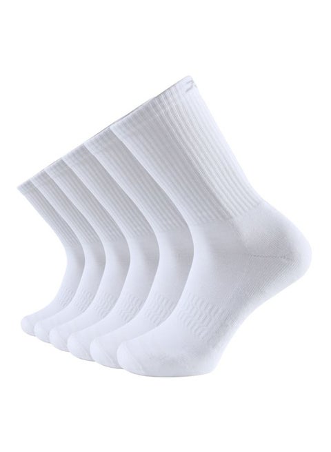Pair Of 6 Solid Crew Socks White