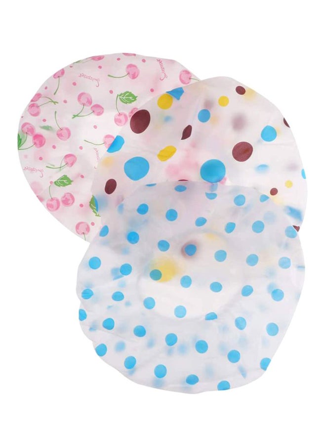 Generic 3-Piece Printed Shower Cap White/Blue/Pink 20x20cm  - Image 1