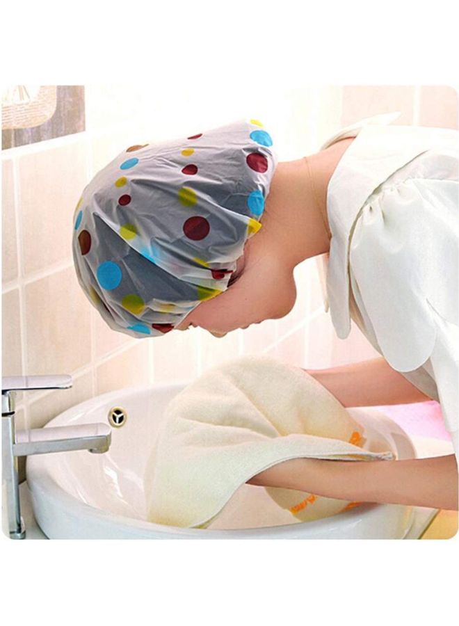 Generic 3-Piece Printed Shower Cap White/Blue/Pink 20x20cm  - Image 2