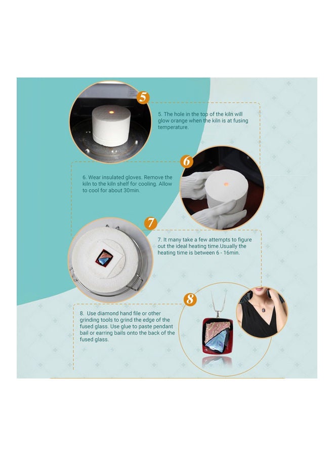 Generic - Professional Microwave Kiln Kit DIY Fusing Glass Jewelry Set 10pcs/set White 17.50 X 16.00 X 16.00cm - Image 1
