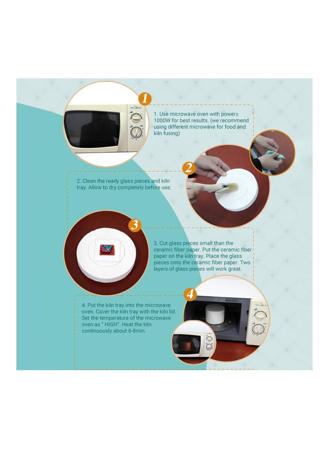 Generic - Professional Microwave Kiln Kit DIY Fusing Glass Jewelry Set 10pcs/set White 17.50 X 16.00 X 16.00cm - Image 1