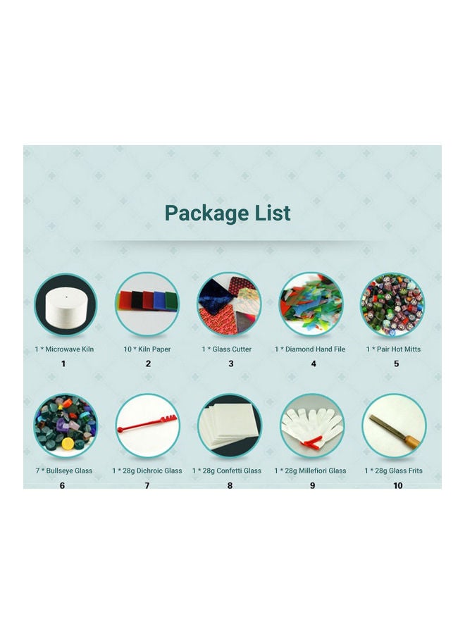 Generic - Professional Microwave Kiln Kit DIY Fusing Glass Jewelry Set 10pcs/set White 17.50 X 16.00 X 16.00cm - Image 1