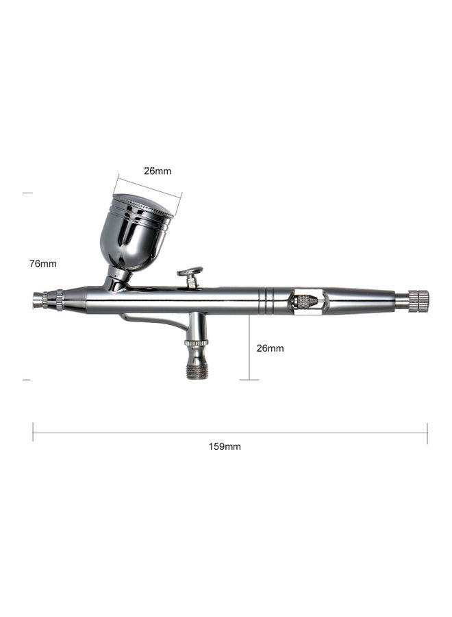 Dual-Action Airbrush Kit 7cc Gravity Feed Cup Multi-Purpose Silver 19.50 X 3.50 X 10.50cm  - Image 2