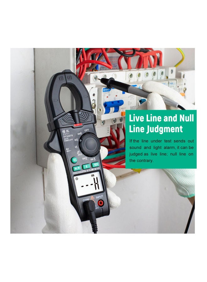 FUYI - AC Clamp Meter 6000 Count High Precision Automatic Range Black 21.00 X 4.00 X 11.60cm - Image 1