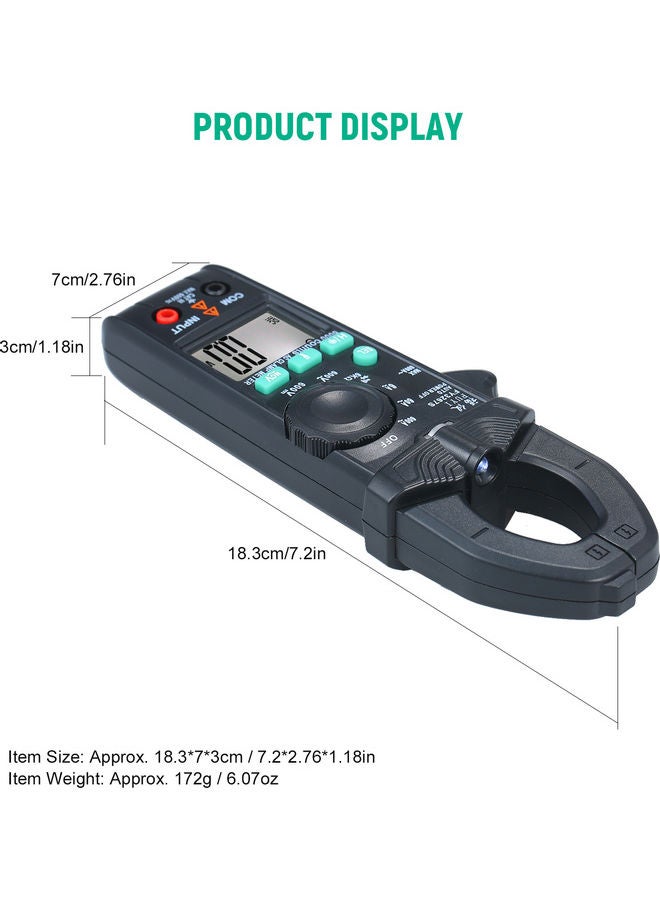 FUYI - AC Clamp Meter 6000 Count High Precision Automatic Range Black 21.00 X 4.00 X 11.60cm - Image 1