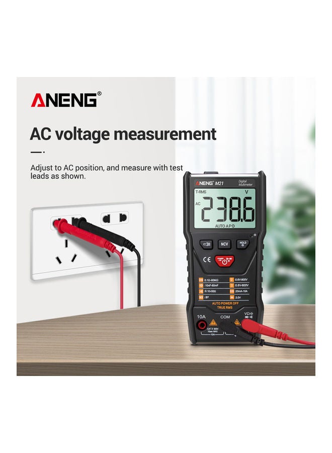 ANENG M21 Digital Auto Multimeter Meter with Backlight 6000 Counts Voltage Current Resistance Measurement Test Ammeter Voltmeter LCD Display Black 16.50 X 5.00 X 10.50cm - Image 3