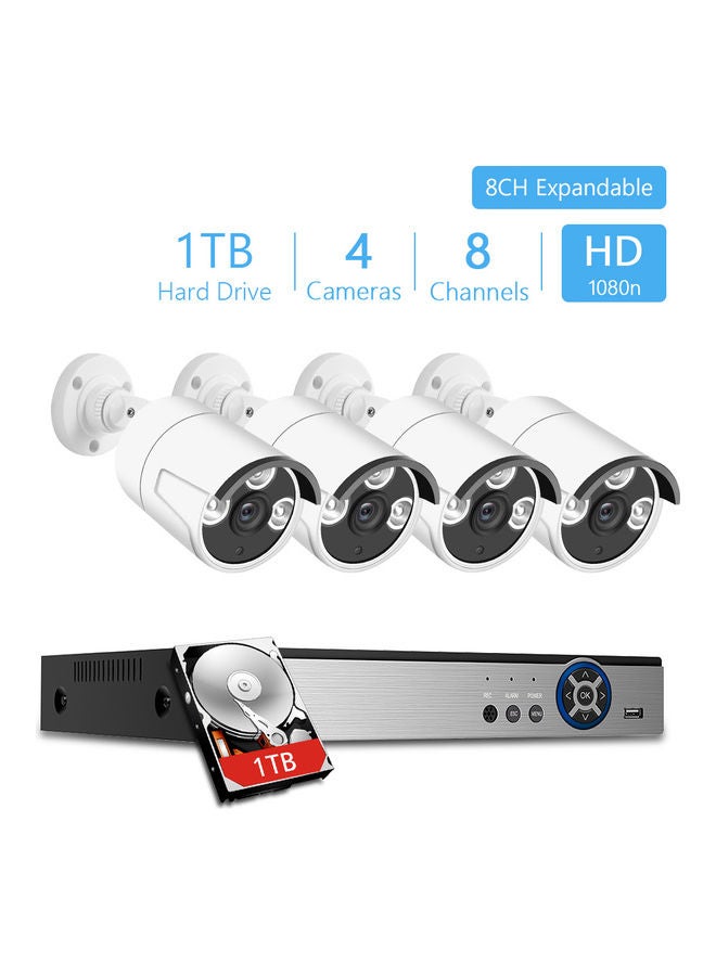 Generic 8CH 1080P Camera Security System DVR Kit with 1TB Hard Drive +4pcs 2MP Full HD Outdoor Waterproof Surveillance Night Vision Motion Detection Remote Access  - Image 1