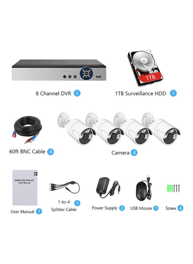 Generic 8CH 1080P Camera Security System DVR Kit with 1TB Hard Drive +4pcs 2MP Full HD Outdoor Waterproof Surveillance Night Vision Motion Detection Remote Access  - Image 5