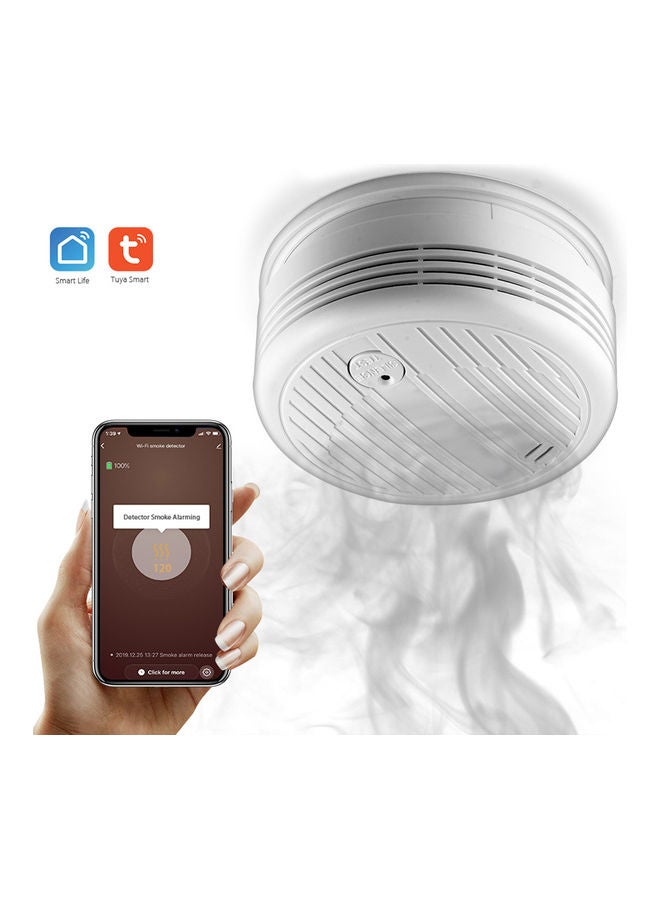 Wifi Smoke Detector Smart Fire Alarm Sensor Wireless Security System White 11.7 x 6 x 11.7cm