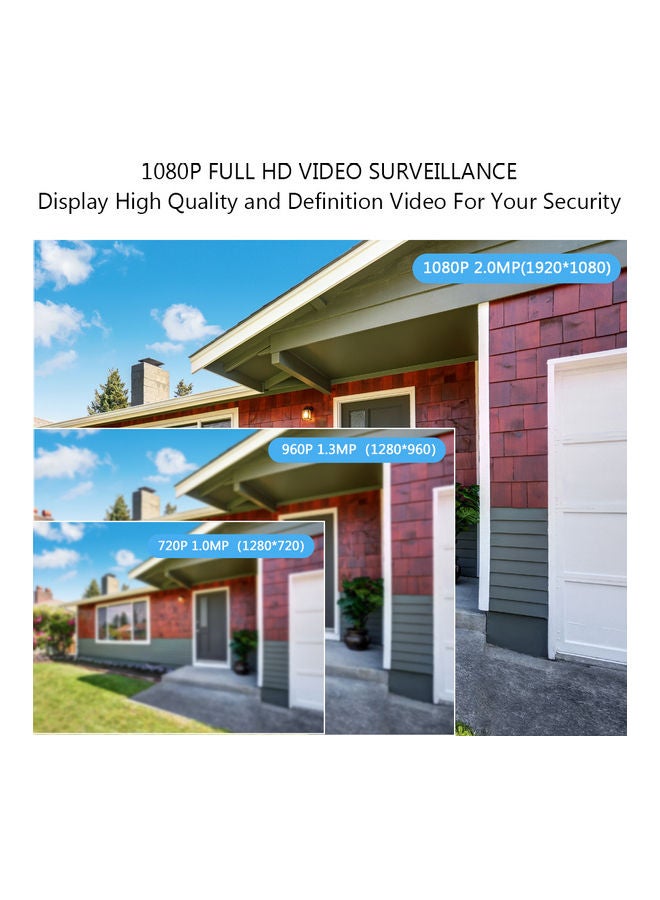 Generic - 4ch 1080p Camera Security System Dvr Kit With 1tb Hard Drive +4pcs 2mp Full Hd Outdoor Waterproof Surveillance Cameras Night Vision Motion Detection Remote Access White 35*19*30centimeter - Image 1
