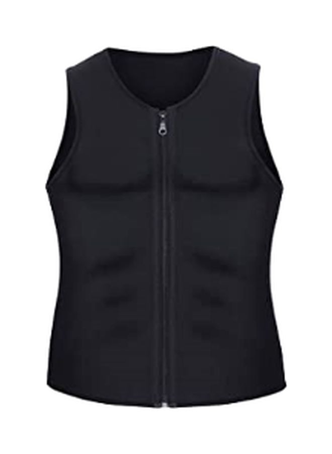 Zip Detail Sweat Trainer Vest Black - Image 1