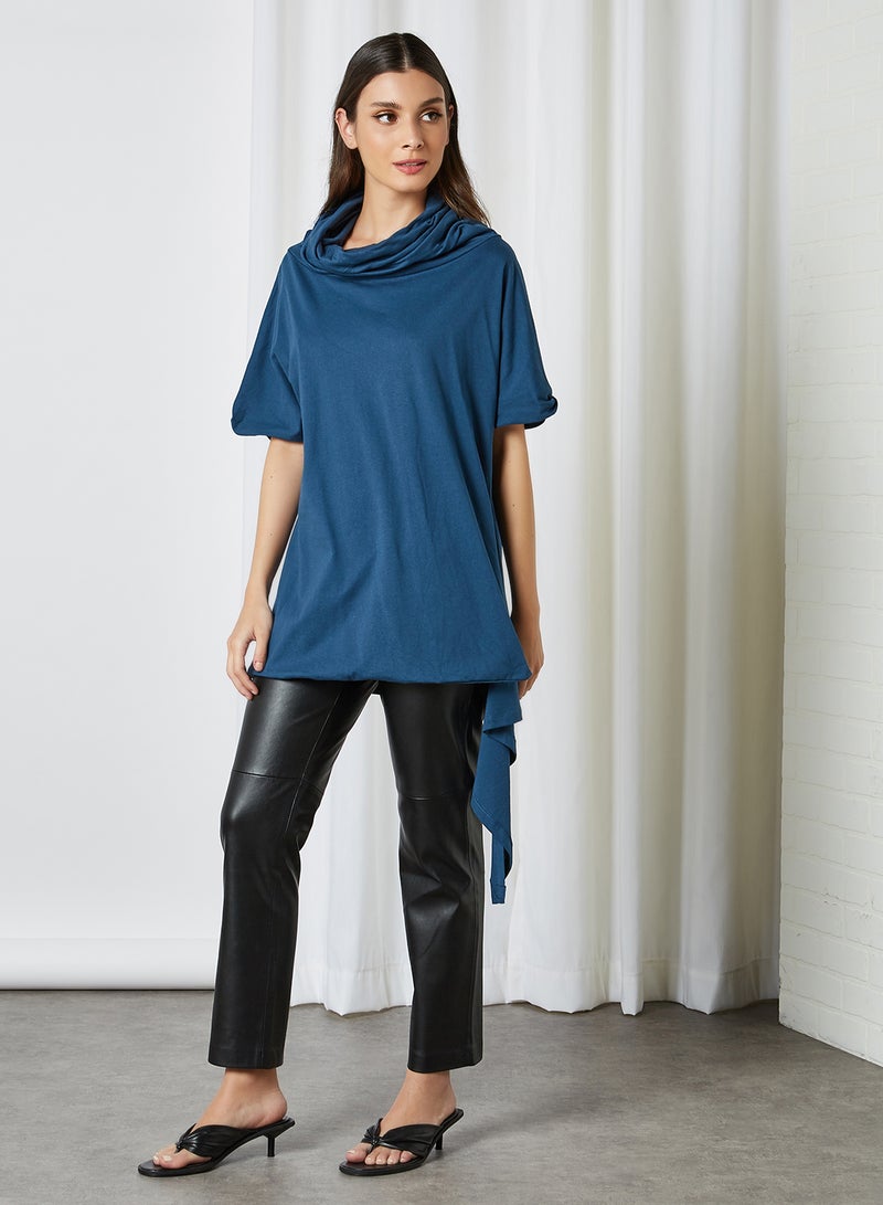 Side Cut Short Sleeve Blouse Navy - v1605860710/N41578354V_2