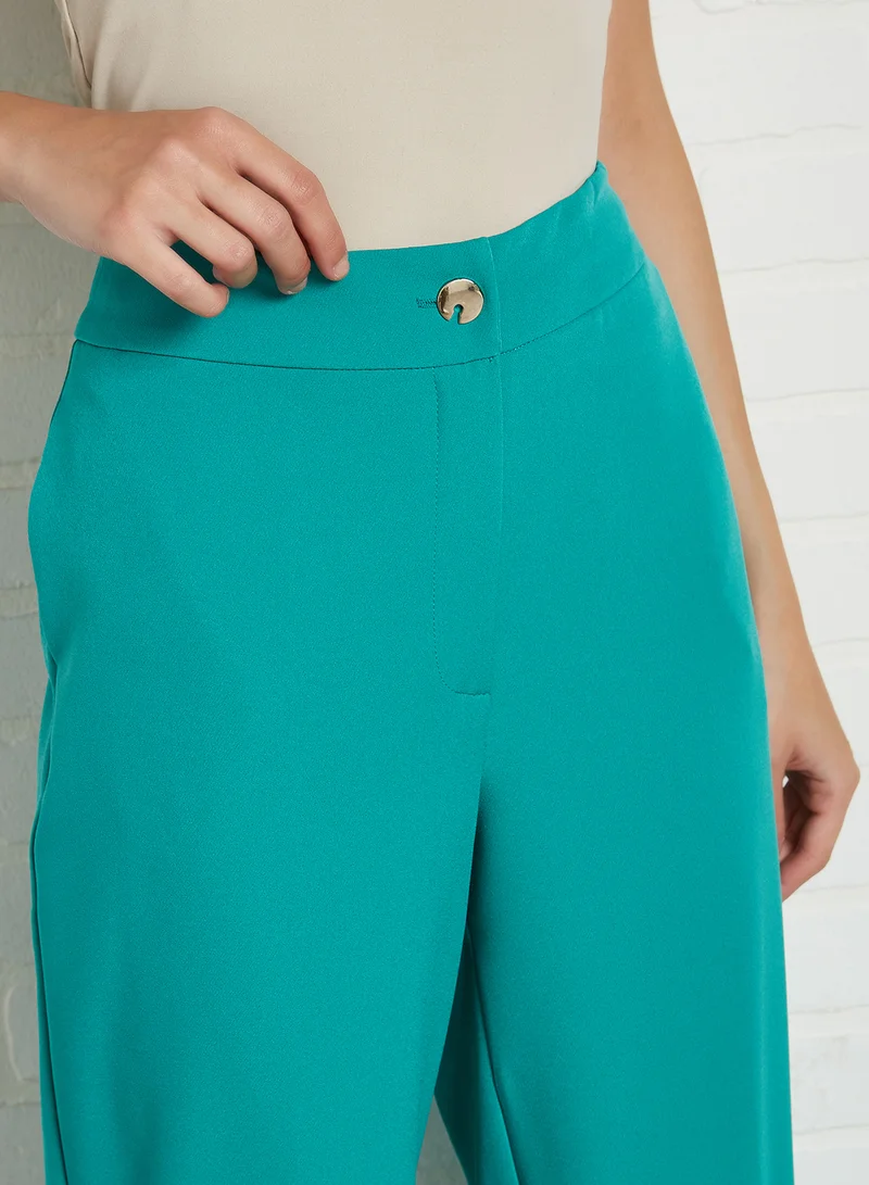 ELEGANZA Colour Block Wide Leg Pants Green