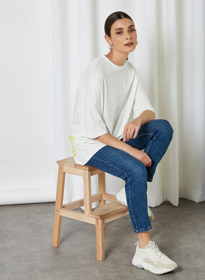 ELEGANZA You Only Live Once Three Quarter Sleeve Shirt Offwhite